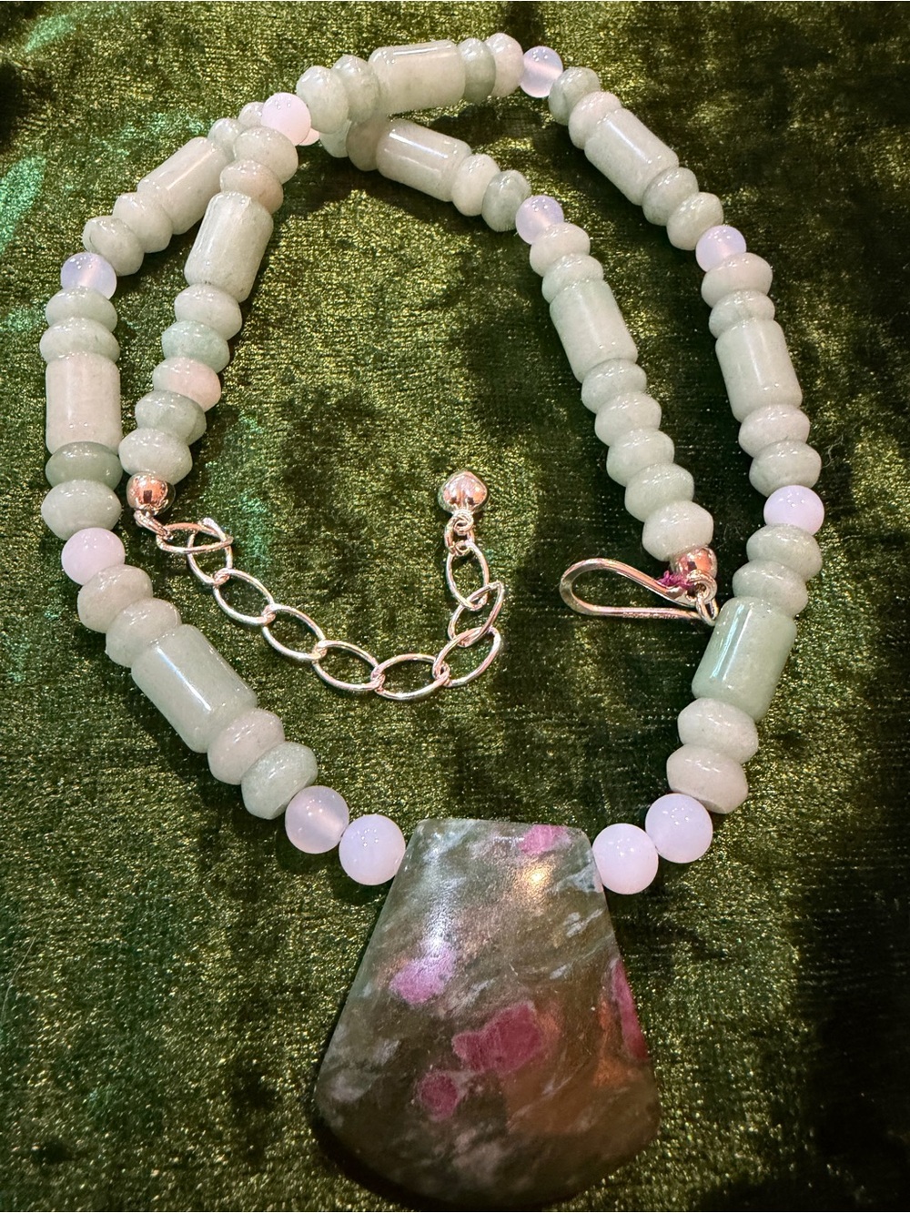NEW Jay King Ruby in Fuchsite & Quartz Sterling Silver Necklace (281)